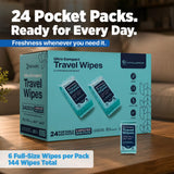 Refreshify Mini Water Wipes – 144 Count, 24 Travel Packs