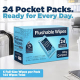 Refreshify Mini Flushable Travel Wipes – 144 Count, 24 Pocket Packs
