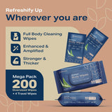 Refreshify XL No-Rinse Body Wipes – 200 Count, 12" × 8"