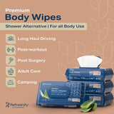 Refreshify XL No-Rinse Body Wipes – 200 Count, 12" × 8"
