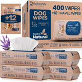Refreshify Lavender Dog Wipes – 400 Count + 12 Travel Wipes