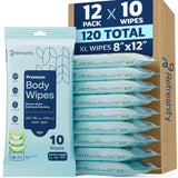 Refreshify XL No-Rinse Body Wipes – 120 Count, 12" × 8"