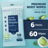 Refreshify XL No-Rinse Body Wipes – 60 Count, 12" × 8", Aloe Vera & Vitamin E