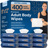 Refreshify XL No-Rinse Body Wipes – 400 Count, 8" × 12"