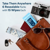 Refreshify 75% Alcohol Hand Wipes – 90 Count, 6 Travel Packs
