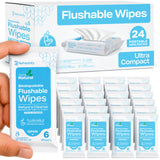 Refreshify Mini Flushable Travel Wipes – 144 Count, 24 Pocket Packs